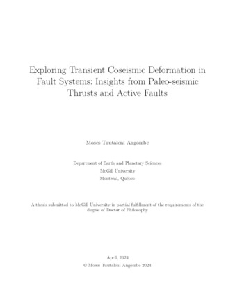 Exploring Transient Coseismic Deformation in Fault Systems: Insights from Paleo-seismic Thrusts and Active Faults thumbnail