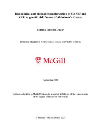Biochemical and clinical characterization of genetic risk factors of Alzheimer's disease thumbnail