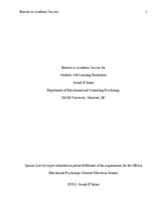 Barriers to Academic Success for Students with Learning Disabilities thumbnail