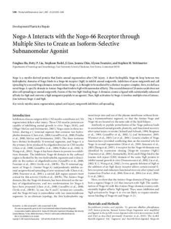 Nogo-A interacts with the Nogo-66 receptor through multiple sites to create an isoform-selective subnanomolar agonist thumbnail