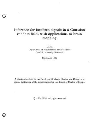 Inference for Localized Signals in a Gaussian Random Field, with Applications to Brain Mapping thumbnail