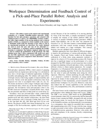 Workspace determination and feedback control of a pick-and-place parallel robot: Analysis and experiments thumbnail