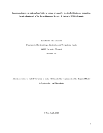 Understanding severe maternal morbidity in women pregnant by in vitro fertilization: a population-based cohort study of the Better Outcomes Registry & Network (BORN) Ontario thumbnail