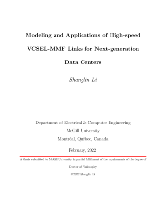 Modeling and applications of high-speed VCSEL-MMF links for next-generation data centers thumbnail