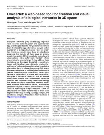 OmicsNet: a web-based tool for creation and visual analysis of biological networks in 3D space thumbnail