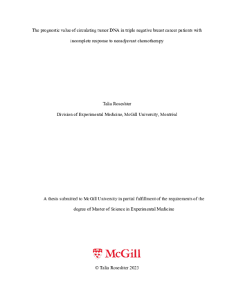 The prognostic value of circulating tumor DNA in triple negative breast cancer patients with incomplete response to neoadjuvant chemotherapy thumbnail