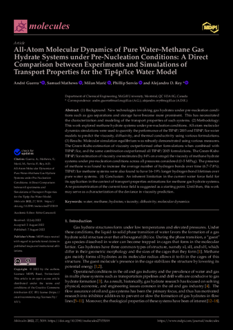 All-Atom Molecular Dynamics of Pure Water–Methane Gas Hydrate Systems under Pre-Nucleation Conditions: A Direct Comparison between Experiments and Simulations of Transport Properties for the Tip4p/Ice Water Model thumbnail