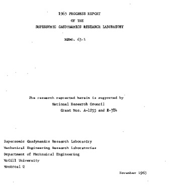 1963 progress report of the Supersonic Gasdynamics Research Laboratory thumbnail