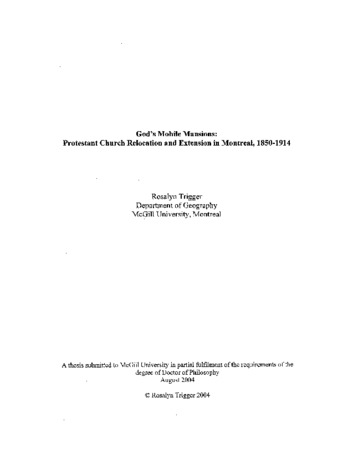 God's mobile mansions : Protestant church relocation and extension in Montreal, 1850-1914 thumbnail