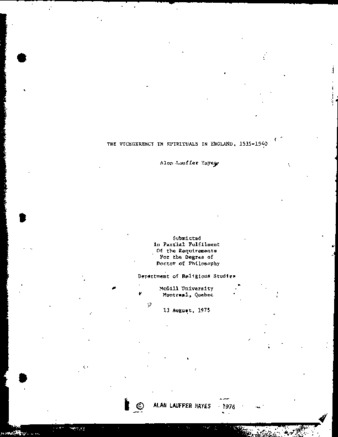 The vicegerency in spirituals in England, 1535-1540 / thumbnail