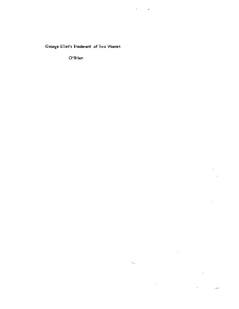 Substantive and rare creatures : George Eliot's treatment of two women. thumbnail
