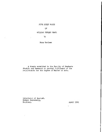 Four lyric books of William Butler Yeats. thumbnail