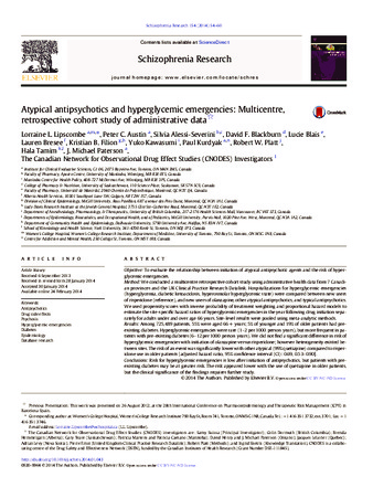 Atypical antipsychotics and hyperglycemic emergencies: Multicentre, retrospective cohort study of administrative data thumbnail