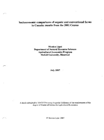 Socioeconomic comparisons of organic and conventional farms in Canada : results from the 2001 Census thumbnail