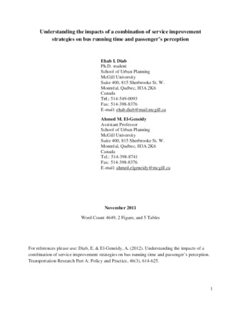 Understanding the impacts of a combination of service improvement strategies on bus running time and passenger’s perception  thumbnail