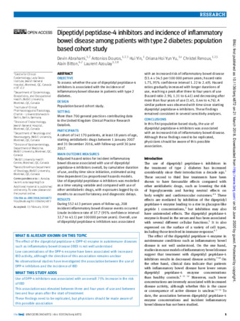  Dipeptidyl peptidase-4 inhibitors and the incidence of inflammatory bowel disease among patients with type 2 diabetes thumbnail