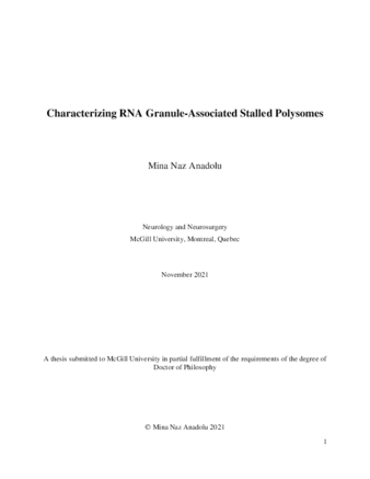Characterizing RNA granule-associated stalled polysomes thumbnail