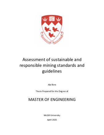Assessment of sustainable and responsible mining standards and guidelines thumbnail