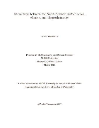 Interactions between the North Atlantic surface ocean, climate, and biogeochemistry thumbnail