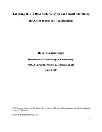 Targeting HIV-1 RNA with ribozymes and small interfering RNAs for therapeutic applications thumbnail