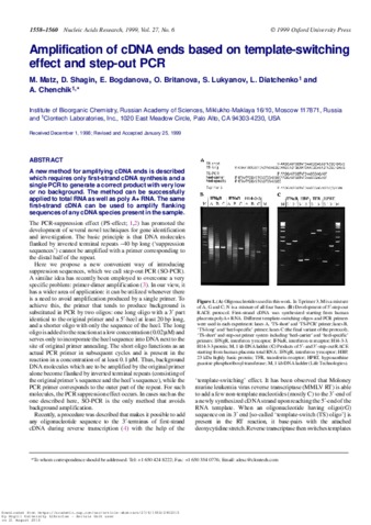 Amplification of cDNA ends based on template-switching effect and step-out PCR thumbnail