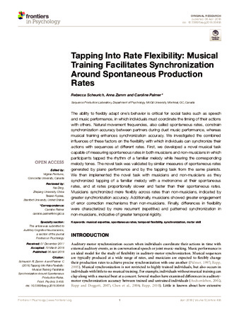 Tapping Into Rate Flexibility: Musical Training Facilitates Synchronization Around Spontaneous Production Rates thumbnail