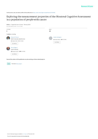 Exploring the measurement properties of the Montreal Cognitive Assessment in a population of people with cancer G thumbnail