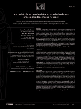 Una revisión de alcance de las experiencias morales de niños con complejidad médica en Brasil thumbnail