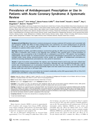 Prevalence of Antidepressant Prescription or Use in Patients with Acute Coronary Syndrome: A Systematic Review thumbnail