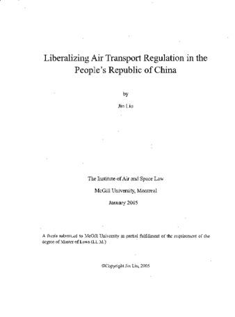 Liberalizing air transport regulation in the People's Republic of China thumbnail