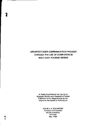 Architect-user communication process through the use of computers in multi-unit housing design thumbnail