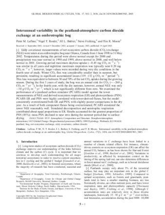 Interannual variability in the peatland-atmosphere carbon dioxide exchange at an ombrotrophic bog thumbnail