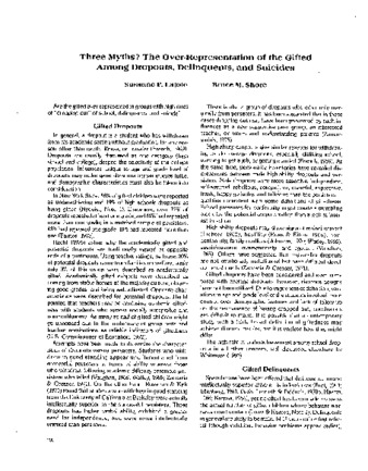 Three myths? The over-representation of the gifted among dropouts, delinquents, and suicides thumbnail