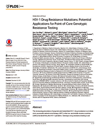 HIV-1 Drug Resistance Mutations: Potential Applications for Point-of-Care Genotypic Resistance Testing thumbnail