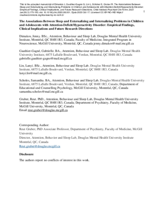 The Associations Between Sleep and Externalizing and Internalizing Problems in Children and Adolescents with Attention-Deficit/Hyperactivity Disorder: Empirical Findings, Clinical Implications, and Future Research Directions thumbnail