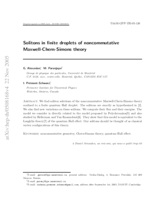 Solitons in finite droplets of noncommutative Maxwell-Chern-Simons theory thumbnail