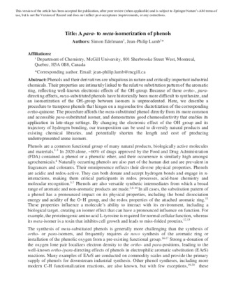 A para- to meta-isomerization of phenols thumbnail