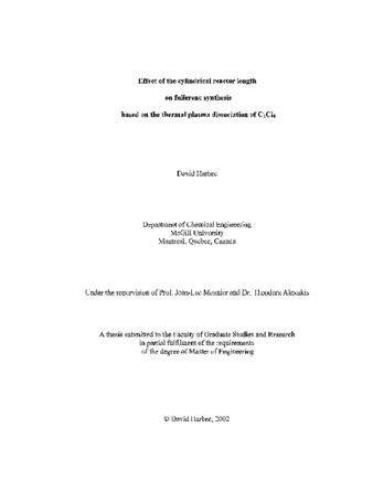 Effect of the cylindrical reactor length on fullerene synthesis based on the thermal plasma dissociation of C₂Cl₄ thumbnail