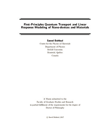 First-principles quantum transport and linear response modeling of nano-devices and materials thumbnail