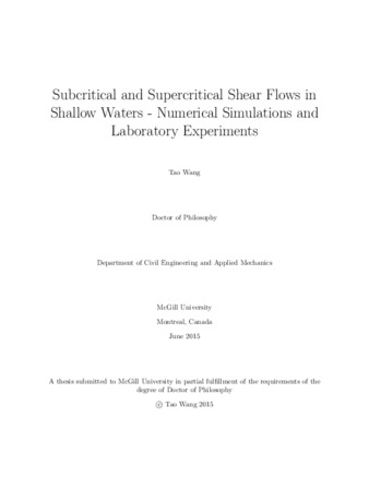 Subcritical and supercritical shear flows in shallow waters- numerical simulations and laboratory experiments thumbnail