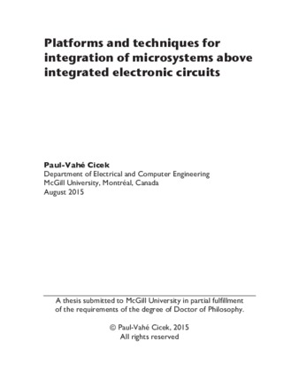 Platforms and techniques for integration of microsystems above integrated electronic circuits thumbnail