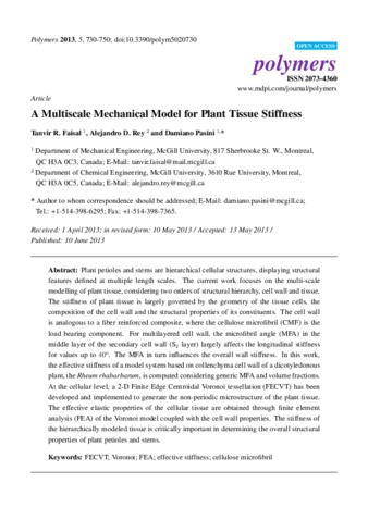 A Multiscale Mechanical Model for Plant Tissue Stiffness thumbnail