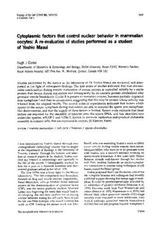 Cytoplasmic factors that control nuclear behavior in mammalian oocytes: A re-evaluation of studies performed as a student of Yoshio Masui thumbnail