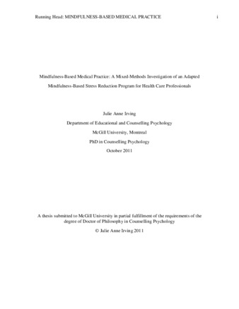 Mindfulness-based medical practice: a mixed-methods investigation of an adapted mindfulness-based stress reduction program for health care professionals thumbnail