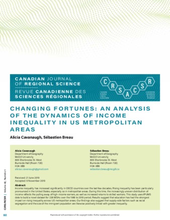 Changing fortunes: An analysis of the dynamics of income inequality in US metropolitan areas thumbnail