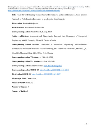 Feasibility of extracting tissue material properties via cohesive elements: a finite element approach to probe insertion procedures in non-invasive spine surgeries thumbnail