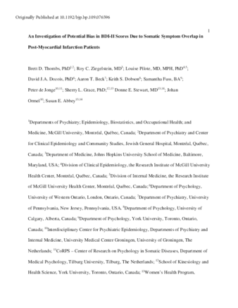 Somatic symptom overlap in Beck Depression Inventory-II scores following myocardial infarction thumbnail