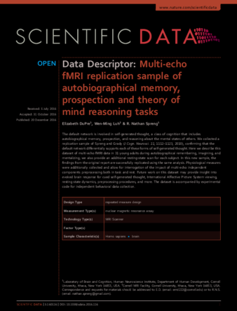 Multi-echo fMRI replication sample of autobiographical memory, prospection and theory of mind reasoning tasks thumbnail