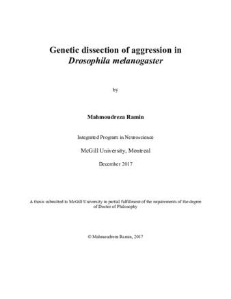 Genetic dissection of aggression in Drosophila melanogaster thumbnail