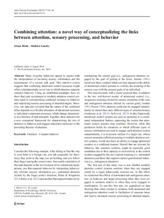 Combining attention: A novel way of understanding links between attention, sensory processing and complex behavior thumbnail